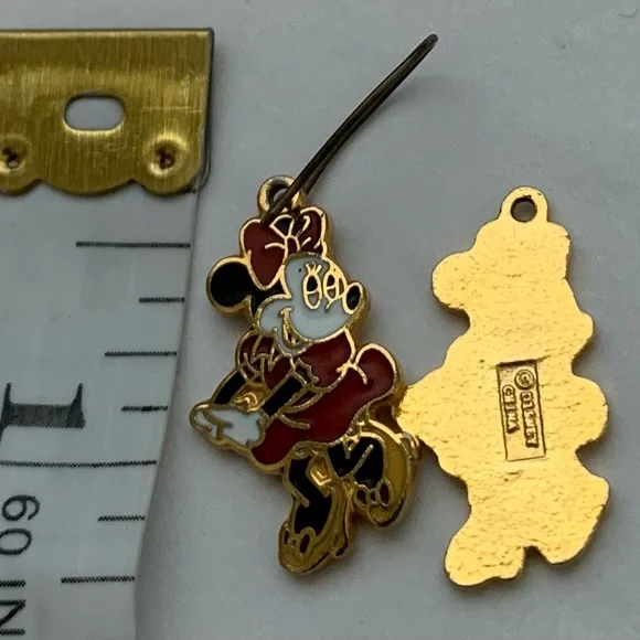Vintage Disney Minnie Mouse Enamel Dangle French Wire Hook Earrings 2” 1995 - Picture 5 of 8
